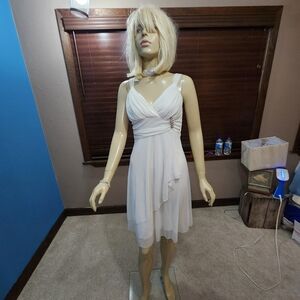 Like New Women/Juniors Formal Dress Special Occassion Beige Sheer
